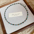 Turquoise Brown Bead Silver Flower Double Layer Necklace view 6