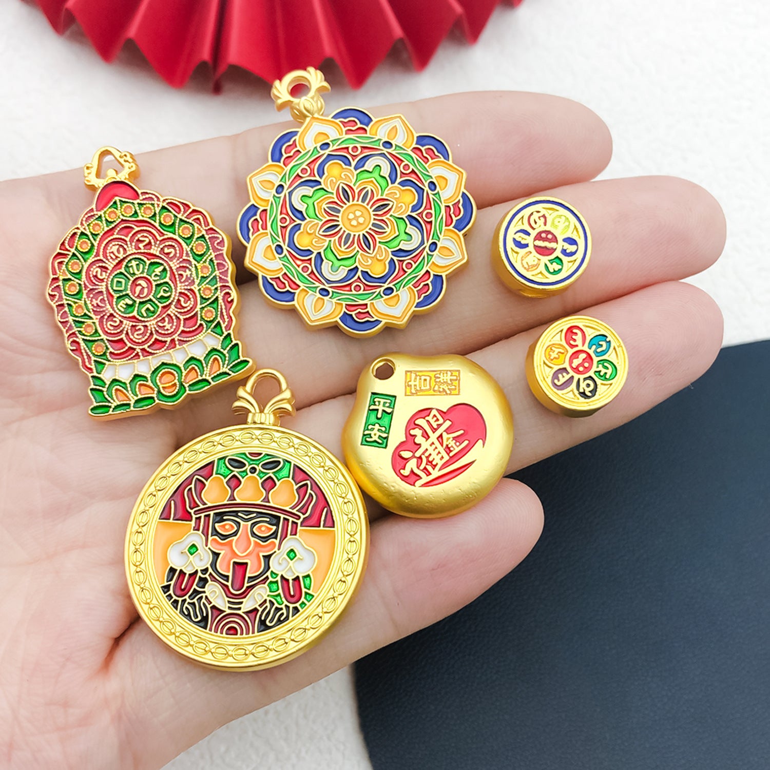 Enamel Zinc Alloy Six Syllable Mantra charm pendants for DIY necklaces bracelets jewelry