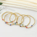 Gold Tone Beaded Multicolor Evil Eye Stretch Bracelets view 1