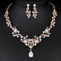 Black Silver Tone Crystal Floral Scroll Crystal Two Designs Metal Necklace and Earring Set view 7
