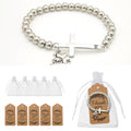 Silver Bead Cross I Love Jesus Stretch Bracelet Charm view 1