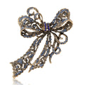 Antique Tone Crystal Ribbon Bow Brooch In Four Colorways view 5