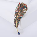 Rhinestone Feather Brooch Gold Tone Four Color Styles view 7
