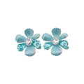 Pastel Five Petal Crystal Flower Stud Earrings with Decorative Details view 5