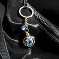 Silver Tone Dragon Frame Blue Evil Eye Metal Keychain view 5