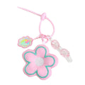 Padded Fabric Five Petal Flower Bag Charm with Beaded Loop view 5