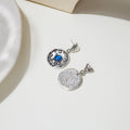 Silver Space Planet Star Blue Center Medallion Earrings view 4