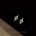 Gold Clear Marquise Crystal Stud Earrings Dual Cluster view 3