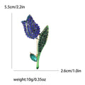 Rhinestone Tulip Brooch Green Leaf Stem Pink Red Blue Pin view 8