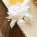 Fabric Flower Duckbill Hair Clips With Pearl Bell Tassels view 10