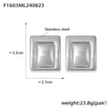 Gold Steel Two-Tone Square Recessed Stud Earrings Metal view 7