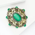 Baroque Oval Cabochon Brooch in Green or Pale Blue Crystal view 3