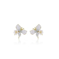 Blue and Pink Butterfly Flower Nature Stud Earrings view 5