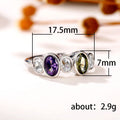 Silver Multicolor Oval CZ Bezel Band Ring Sizes 6-10 view 4