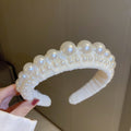 Pearl Like Padded Headband In Black Or White Velvet view 7