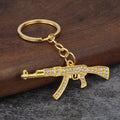 Punk Rhinestone AK Rifle Zinc Alloy Keychain Pendant Gift