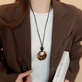 Black Cord Ring Disc Pendant Necklace Assorted Styles view 7