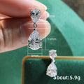 Two-Tier Pear-Shaped Clear Stone Drop Earrings In Silver Tone view 5