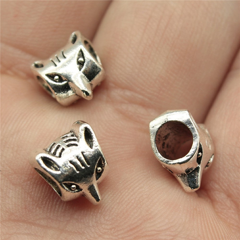10x9x6mm 1.1g Multicolor Zinc Alloy Fox Large Hole Spacer Beads for Bracelet Necklace Jewelry Making