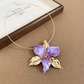 Gold Tone Enamel Flower Wire Chokers And Stud Earrings view 10