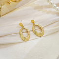 Hammered Irregular Oval Gold Tone Statement Stud Earrings view 6