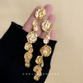 Gold-Tone Hammered Disc Cascade Long Tassel Earrings view 4