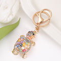 Cat Eye Stone Turtle Rhinestone Keychain Cream Multicolor view 3