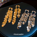 Crystal Disc Cascade Drop Earrings in Gold and Silver Tones view 3