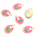 Enamel Tulip Oval Jewelry Components For DIY Earrings And Bracelets Charms view 12