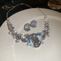 Silver Crystal Teardrop Necklace Earring Set Two Styles view 7