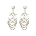 Crystal Floral Chandelier Earrings in Two Tones Statement Jewelry view 5