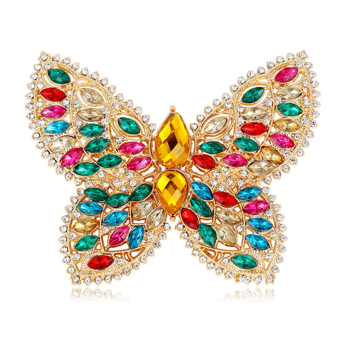 Butterfly Crystal Metal Brooch Pin 6.8 x 5.5 cm for Jackets and Lapels