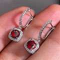 Cushion Drop Earrings With Pave Leverback Hooks In Six Colors view 2