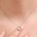 Silver Tone Orbital Pendant Necklace with Pearl Look Center view 3