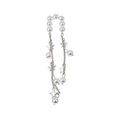 Silver Pearl Star Chain Ear Cuff with Long Delicate Cascading Drops view 5