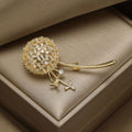 Crystal Dandelion Brooch In 2 Styles With Polished Metal Details view 2
