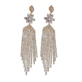 Crystal Flower Long Fringe Statement Drop Earrings view 5