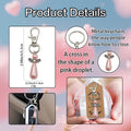 Pink Pearl Teardrop Angel Wing Silver Keychain Clip view 4