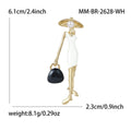 Lady in Hat Enamel Brooch with Handbag Decorative Metal Pin view 7