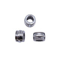 Grooved Silver Tone Large Hole Barrel Spacer Beads view 4