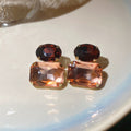 Double Stone Stud Earrings in Brown or Blue Color Options view 2
