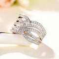 White Gold Tone Wave S Multi Band Pave Finger Ring Sizes 6-10 view 5