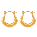 Gold Steel Hollow U Crescent Hoop Earrings Polished view 5