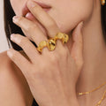Sculptural Wave Twisted Irregular Stainless Steel Ring view 1