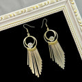 Geometric Circle Crystal Metal Fringe Tassel Drop Earrings view 6