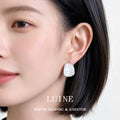 Silver Irregular White Crushed Glass Crystal Stud Earrings view 2
