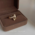 Gold Tone Open Adjustable T-Bar Pave Crystal Finger Ring view 4