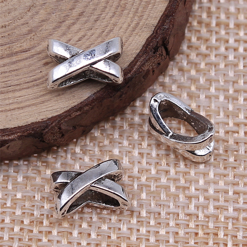 7x10mm 0.6g Multicolor Zinc Alloy X Shape Large Hole Beads for Bracelet Necklace DIY Jewelry Making