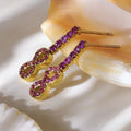Gold Figure-Eight Drop Earrings Pink Or Blue Zircon Pave view 3