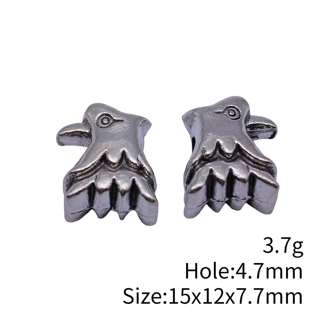 15x12x7.7mm 3.7g Antique Silver Zinc Alloy Eagle Head Large Hole Beads for DIY Bracelet Jewelry Making